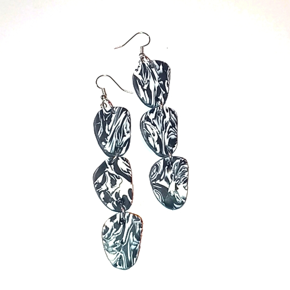 Black & White Clay Stone Earrings